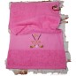 Preview: Golfhandtuch pink mit Initialen